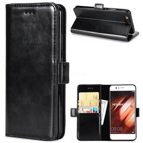 Luxury Crazy Horse PU Leather Wallet Case for Huawei P10 - Black