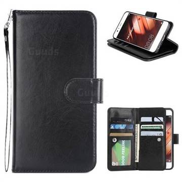 9 Card Photo Frame Smooth PU Leather Wallet Phone Case for Huawei P10 - Black