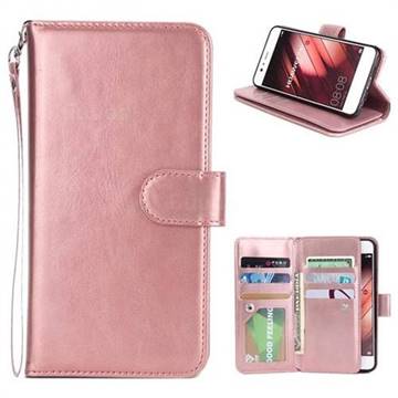 9 Card Photo Frame Smooth PU Leather Wallet Phone Case for Huawei P10 - Rose Gold