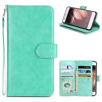 9 Card Photo Frame Smooth PU Leather Wallet Phone Case for Huawei P10 - Mint Green