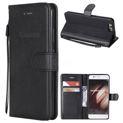 Retro Greek Classic Smooth PU Leather Wallet Phone Case for Huawei P10 - Black
