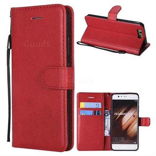 Retro Greek Classic Smooth PU Leather Wallet Phone Case for Huawei P10 - Red