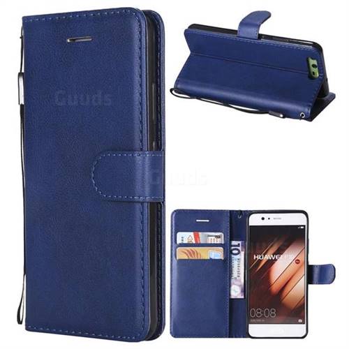 Retro Greek Classic Smooth PU Leather Wallet Phone Case for Huawei P10 - Blue