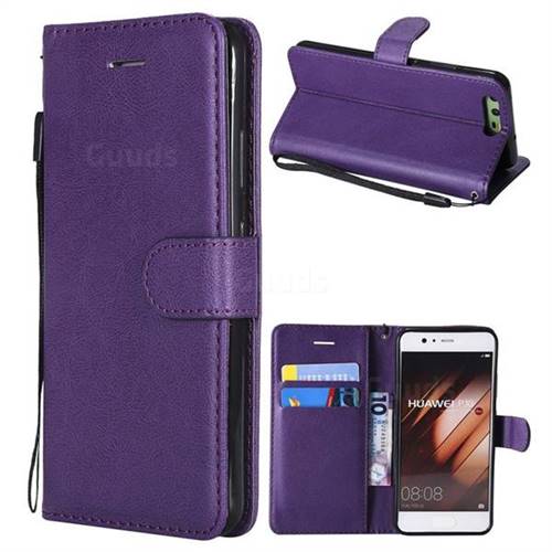 Retro Greek Classic Smooth PU Leather Wallet Phone Case for Huawei P10 - Purple