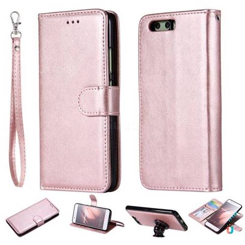 Retro Greek Detachable Magnetic PU Leather Wallet Phone Case for Huawei P10 - Rose Gold
