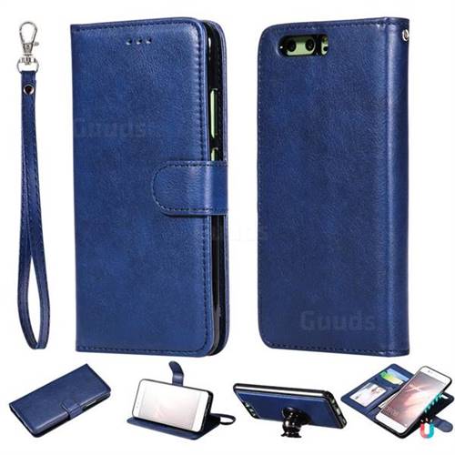 Retro Greek Detachable Magnetic PU Leather Wallet Phone Case for Huawei P10 - Blue