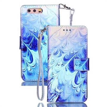 Blue Feather Blue Ray Light PU Leather Wallet Case for Huawei P10