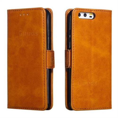 Retro Classic Calf Pattern Leather Wallet Phone Case for Huawei P10 - Yellow