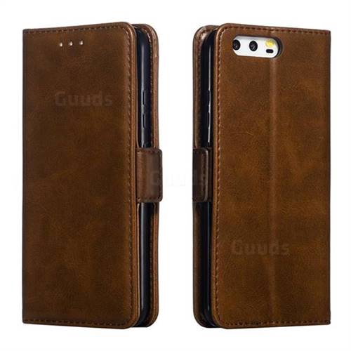 Retro Classic Calf Pattern Leather Wallet Phone Case for Huawei P10 - Brown