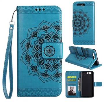 Embossing Half Mandala Flower Leather Wallet Case for Huawei P10 - Blue