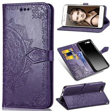 Embossing Imprint Mandala Flower Leather Wallet Case for Huawei P10 - Purple
