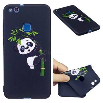 Bamboo Panda 3D Embossed Relief Black Soft Back Cover for Huawei P10 Lite P10Lite