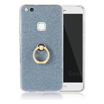 Luxury Soft TPU Glitter Back Ring Cover with 360 Rotate Finger Holder Buckle for Huawei P10 Lite P10Lite - Blue