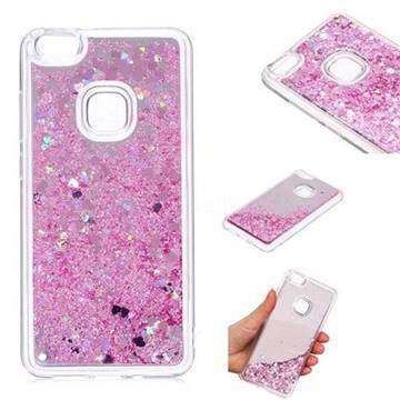 Glitter Sand Mirror Quicksand Dynamic Liquid Star TPU Case for Huawei P10 Lite P10Lite - Cherry Pink