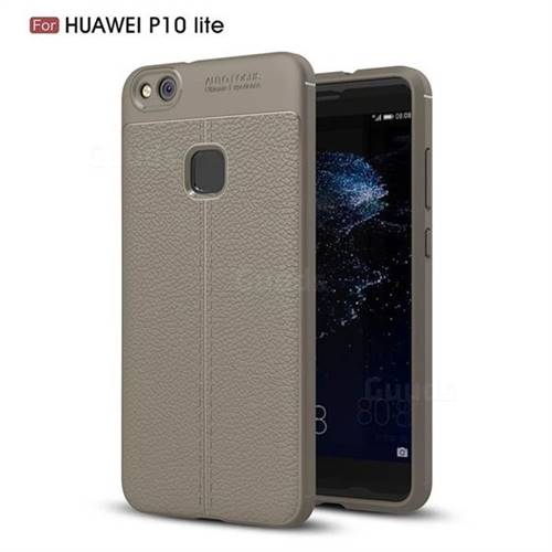 Luxury Auto Focus Litchi Texture Silicone TPU Back Cover for Huawei P10 Lite P10Lite - Gray