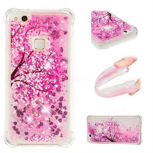 Pink Cherry Blossom Dynamic Liquid Glitter Sand Quicksand Star TPU Case for Huawei P10 Lite P10Lite