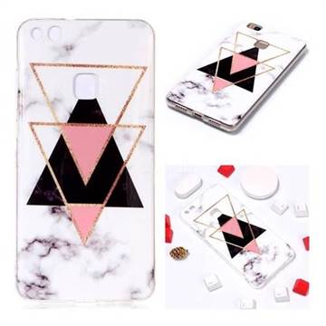 Inverted Triangle Black Soft TPU Marble Pattern Phone Case for Huawei P10 Lite P10Lite