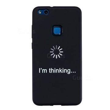 Thinking Stick Figure Matte Black TPU Phone Cover for Huawei P10 Lite P10Lite