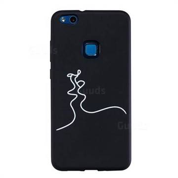 Kiss Stick Figure Matte Black TPU Phone Cover for Huawei P10 Lite P10Lite