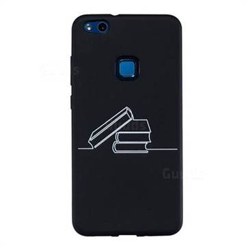 Book Stick Figure Matte Black TPU Phone Cover for Huawei P10 Lite P10Lite