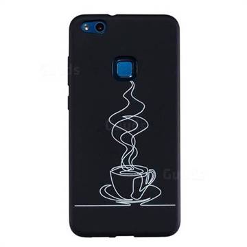 Coffee Cup Stick Figure Matte Black TPU Phone Cover for Huawei P10 Lite P10Lite