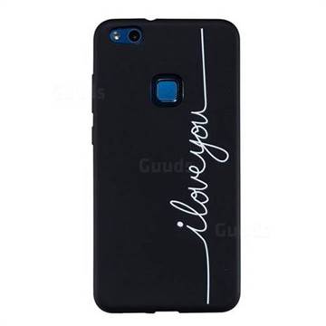 Love Stick Figure Matte Black TPU Phone Cover for Huawei P10 Lite P10Lite