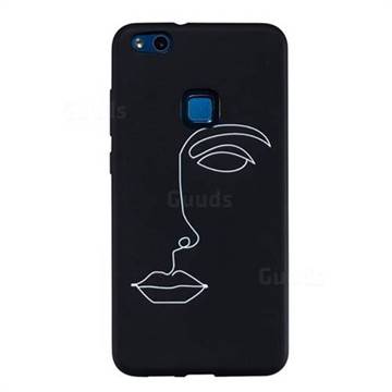 Half face Stick Figure Matte Black TPU Phone Cover for Huawei P10 Lite P10Lite