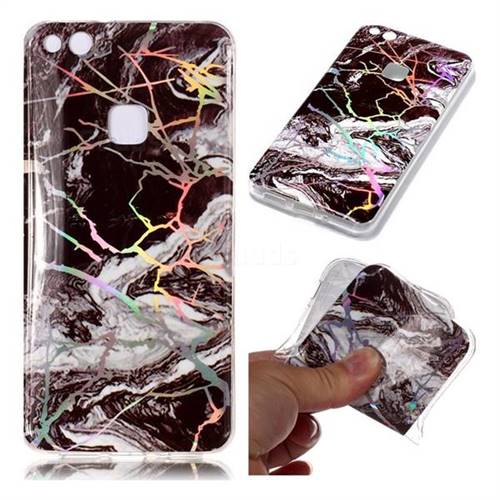 White Black Marble Pattern Bright Color Laser Soft TPU Case for Huawei P10 Lite P10Lite