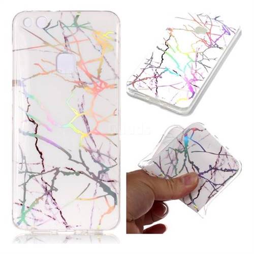 Color White Marble Pattern Bright Color Laser Soft TPU Case for Huawei P10 Lite P10Lite
