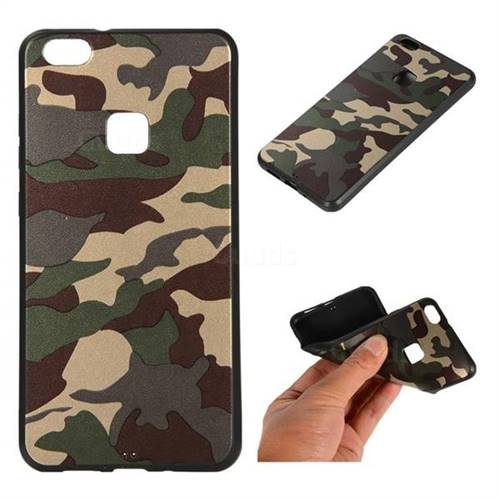 Camouflage Soft TPU Back Cover for Huawei P10 Lite P10Lite - Gold Green