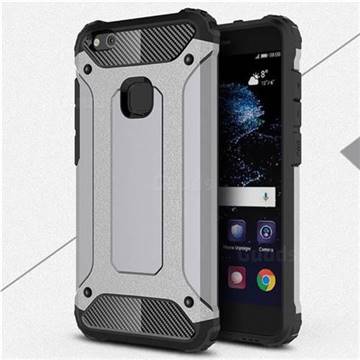 King Kong Armor Premium Shockproof Dual Layer Rugged Hard Cover for Huawei P10 Lite P10Lite - Silver Grey