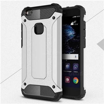 King Kong Armor Premium Shockproof Dual Layer Rugged Hard Cover for Huawei P10 Lite P10Lite - Technology Silver