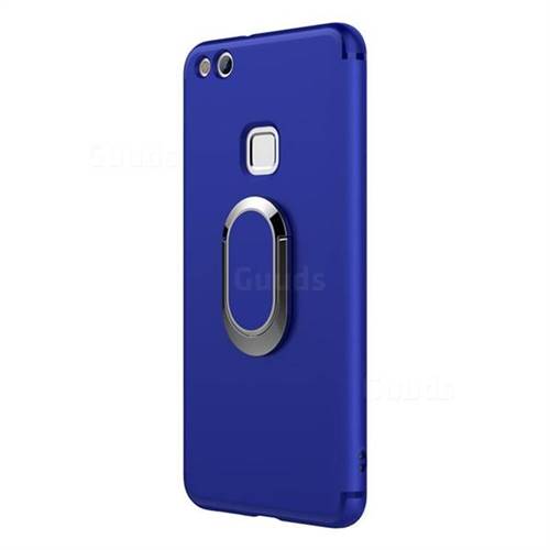 Anti-fall Invisible 360 Rotating Ring Grip Holder Kickstand Phone Cover for Huawei P10 Lite P10Lite - Blue