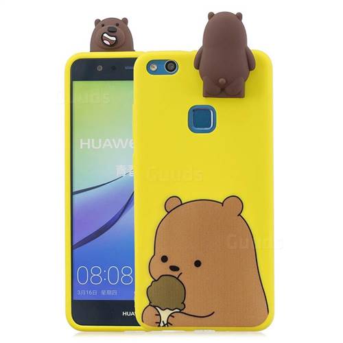 Brown Bear Soft 3D Climbing Doll Stand Soft Case for Huawei P10 Lite P10Lite