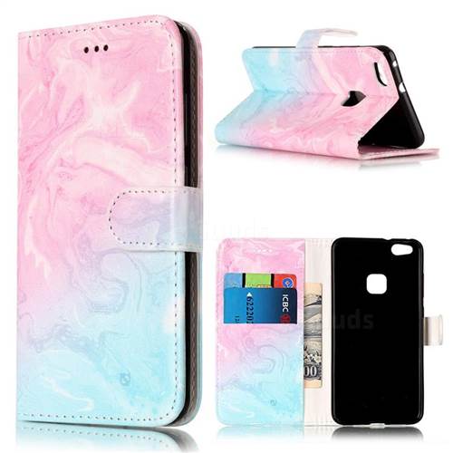 Pink Green Marble PU Leather Wallet Case for Huawei P10 Lite P10lite