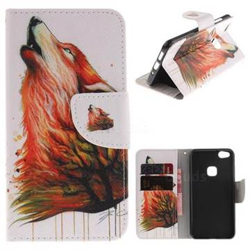 Color Wolf PU Leather Wallet Case for Huawei P10 Lite P10Lite