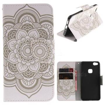 White Flowers PU Leather Wallet Case for Huawei P10 Lite P10Lite