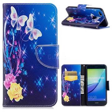 Golden Butterflies Leather Wallet Case for Huawei P10 Lite P10Lite