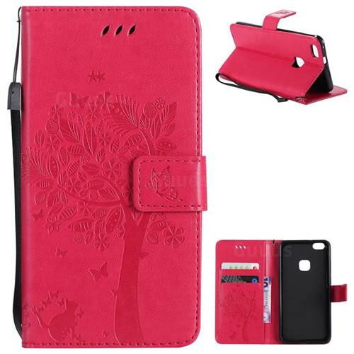 Embossing Butterfly Tree Leather Wallet Case for Huawei P10 Lite P10Lite - Rose