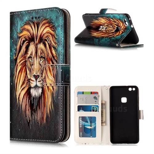 Ice Lion 3D Relief Oil PU Leather Wallet Case for Huawei P10 Lite P10Lite