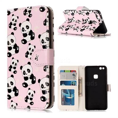 Cute Panda 3D Relief Oil PU Leather Wallet Case for Huawei P10 Lite P10Lite