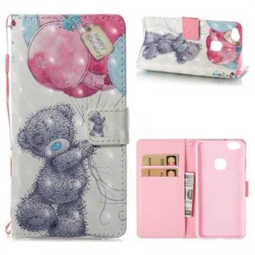 Gray Bear 3D Painted Leather Wallet Case for Huawei P10 Lite P10Lite