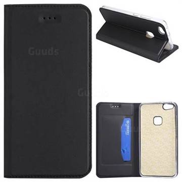 Ultra Slim Automatic Suction Leather Wallet Case for Huawei P10 Lite P10Lite - Black