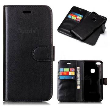 Black Detachable Smooth PU Leather Wallet Case for Huawei P10 Lite P10Lite