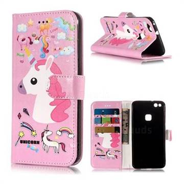 Love Rainbow Unicorn PU Leather Wallet Phone Case for Huawei P10 Lite P10Lite