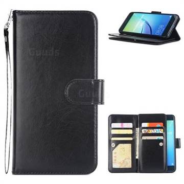 9 Card Photo Frame Smooth PU Leather Wallet Phone Case for Huawei P10 Lite P10Lite - Black
