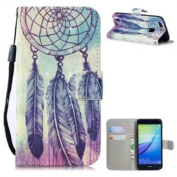 Feather Wind Chimes 3D Painted Leather Wallet Phone Case for Huawei P10 Lite P10Lite
