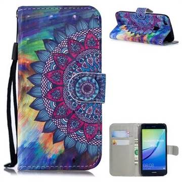 Oil Painting Mandala 3D Painted Leather Wallet Phone Case for Huawei P10 Lite P10Lite