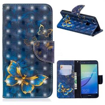 Gold Butterfly 3D Painted Leather Wallet Phone Case for Huawei P10 Lite P10Lite