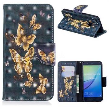 Silver Golden Butterfly 3D Painted Leather Wallet Phone Case for Huawei P10 Lite P10Lite